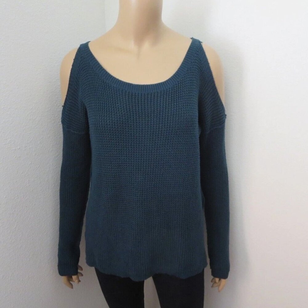 NWT Hollister Womens Knit Cold Shoulder Sweater Size Small Teal